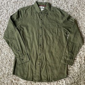 Goodthreads men’s casual button down shirt.  Color: olive green.  Size - TL slim